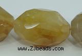 CYC130 15.5 inches 26*38mm faceted nuggets yellow crystal quartz beads