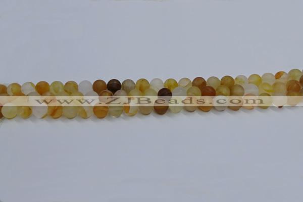 CYC140 15.5 inches 4mm round matte yellow quartz beads wholesale