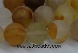 CYC144 15.5 inches 12mm round matte yellow quartz beads wholesale