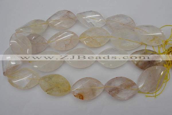 CYC202 15.5 inches 25*40mm twisted & faceted marquise yellow quartz beads