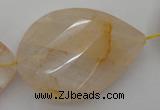 CYC208 15.5 inches 23*45mm twisted & faceted teardrop yellow quartz beads