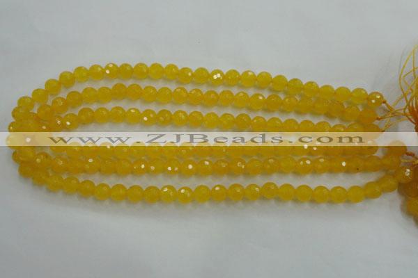 CYJ201 15.5 inches 6mm faceted round yellow jade beads wholesale