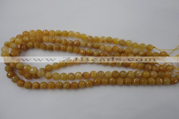 CYJ323 15.5 inches 8mm faceted round yellow jade beads wholesale