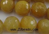 CYJ328 15.5 inches 18mm faceted round yellow jade beads wholesale