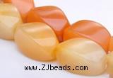 CYJ40 10*14mm twisted rice yellow jade gemstone beads Wholesale