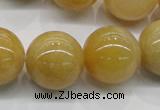 CYJ405 15.5 inches 14mm round yellow jade gemstone beads