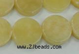 CYJ51 15.5 inches 20mm coin yellow jade gemstone beads wholesale