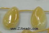 CYJ54 20*30mm top-drilled twisted teardrop yellow jade gemstone beads