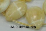 CYJ55 22*30mm top-drilled flat teardrop yellow jade gemstone beads