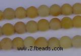 CYJ600 15.5 inches 4mm round matte yellow jade beads wholesale