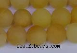 CYJ604 15.5 inches 12mm round matte yellow jade beads wholesale