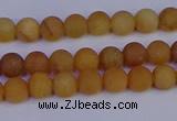 CYJ610 15.5 inches 4mm round matte yellow jade beads wholesale