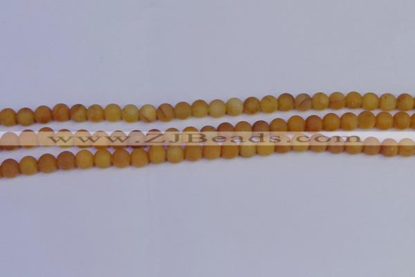 CYJ611 15.5 inches 6mm round matte yellow jade beads wholesale