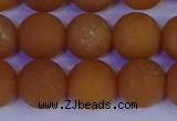 CYJ614 15.5 inches 12mm round matte yellow jade beads wholesale