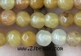 CYJ630 15.5 inches 4mm faceted round yellow jade beads wholesale