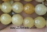 CYJ631 15.5 inches 6mm faceted round yellow jade beads wholesale