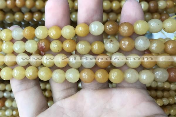 CYJ632 15.5 inches 8mm faceted round yellow jade beads wholesale