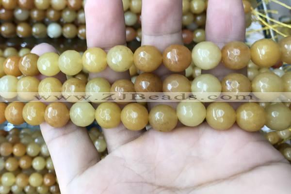 CYJ633 15.5 inches 10mm faceted round yellow jade beads wholesale