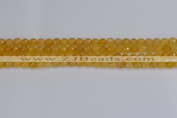CYJ639 15.5 inches 6mm faceted round yellow jade beads wholesale