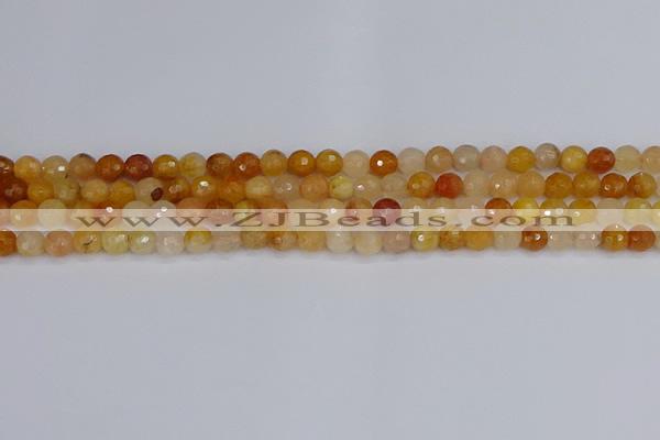 CYJ645 15.5 inches 4mm faceted round mixed yellow jade beads