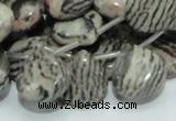 CZJ14 16 inches 16*16mm flat teardrop zebra jasper gemstone beads