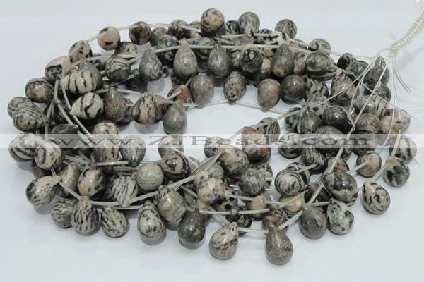 CZJ18 16 inches 13*18mm teardrop zebra jasper gemstone beads wholesale