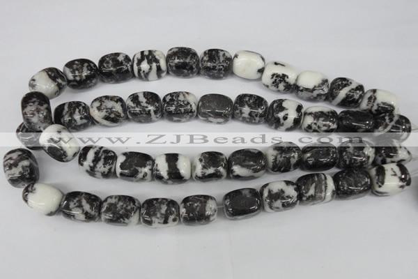 CZJ235 15.5 inches 13*18mm nugget black & white zebra jasper beads