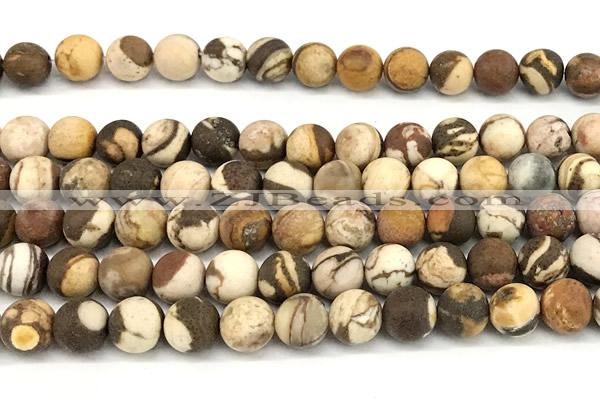 CZJ442 15 inches 8mm round matte Australian zebra jasper beads