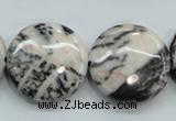 CZJ56 16 inches 25mm flat round zebra jasper gemstone beads wholesale