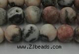 CZJ562 15.5 inches 8mm round matte pink zebra jasper beads