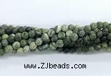 CZJ581 15.5 inches 6mm faceted round green zebra jasper gemstone beads