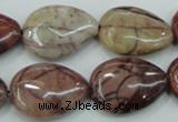 CZJ82 16 inches 18*25mm flat teardrop red zebra jasper beads wholesale