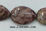 CZJ83 16 inches 22*30mm flat teardrop red zebra jasper beads wholesale