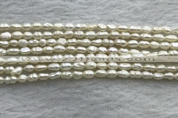 FWP151 14.5 inches 2.5mm rice white freshwater pearl strands