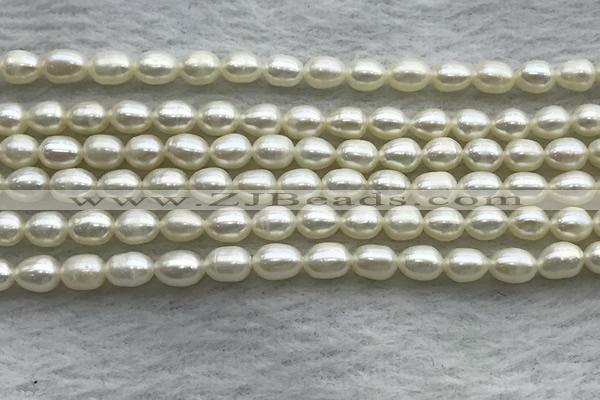 FWP163 14.5 inches 4.2mm - 4.8mm rice white freshwater pearl strands