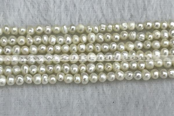 FWP17 14.5 inches 3.2mm - 3.7mm potato white freshwater pearl strands