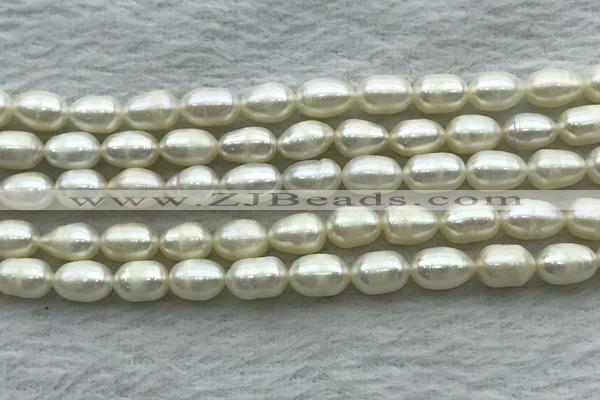 FWP172 14.5 inches 5mm - 6mm rice white freshwater pearl strands