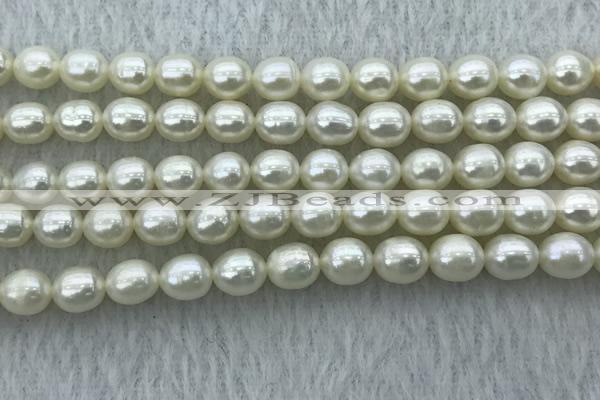 FWP178 15 inches 6mm - 7mm rice white freshwater pearl strands