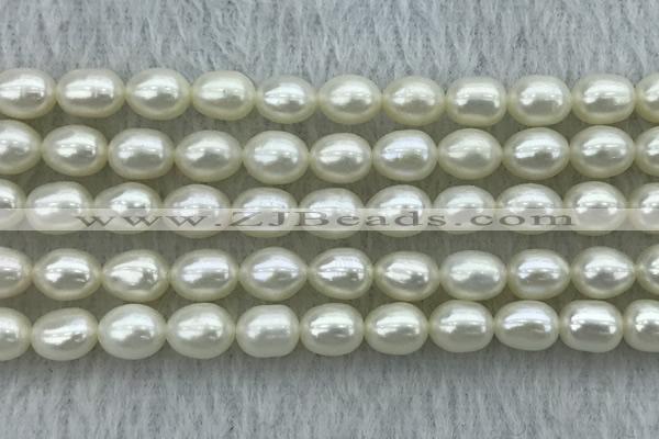 FWP181 15 inches 6mm - 7mm rice white freshwater pearl strands