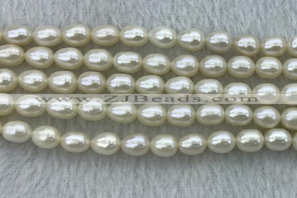 FWP182 15 inches 6mm - 7mm rice white freshwater pearl strands