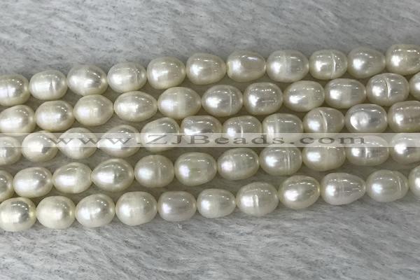 FWP185 15 inches 6mm - 7mm rice white freshwater pearl strands