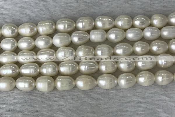 FWP190 15 inches 7mm - 8mm rice white freshwater pearl strands