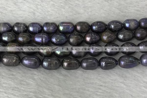 FWP191 15 inches 7mm - 8mm rice black freshwater pearl strands