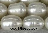 FWP201 15 inches 8mm - 9mm rice white freshwater pearl strands