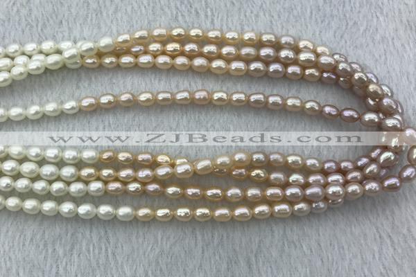 FWP210 15 inches 6mm - 7mm rice mixed color freshwater pearl strands