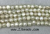 FWP245 15 inches 8mm - 9mm baroque white freshwater pearl strands