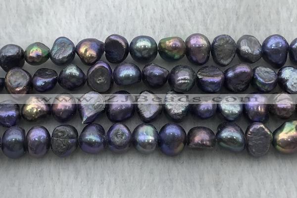 FWP247 15 inches 7mm - 8mm baroque black freshwater pearl strands