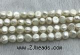 FWP250 15 inches 9mm - 10mm baroque white freshwater pearl strands