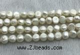 FWP250 15 inches 9mm - 10mm baroque white freshwater pearl strands