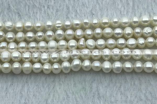 FWP26 14.5 inches 4mm - 4.5mm potato white freshwater pearl strands